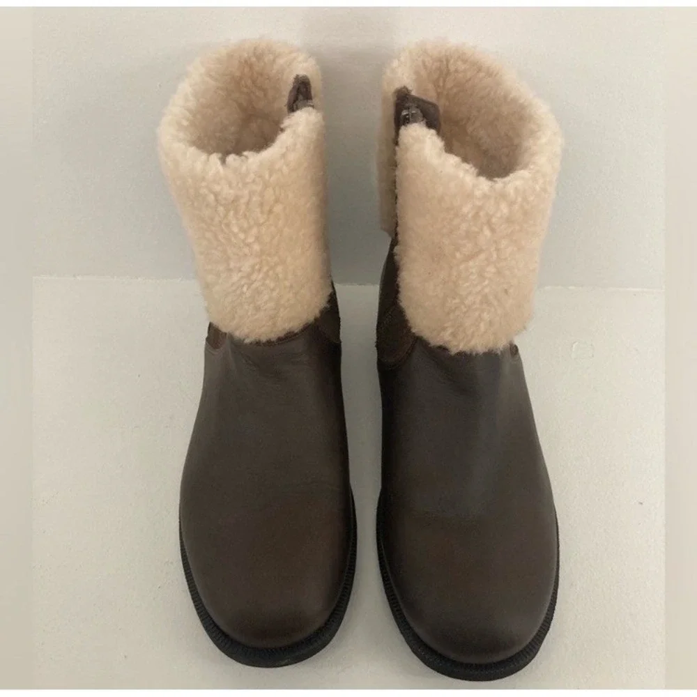 UGG‎ Dark Chocolate Brown Elings Boots Sz 8.5 Cabincore Shearling Woodsy Winter